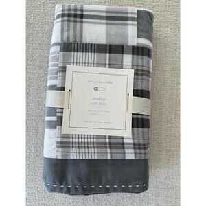 NWT POTTERY BARN Baby MADRAS CRIB‎ SKIRT GRAY PLAID. SIZE 28" x 52" Cottage